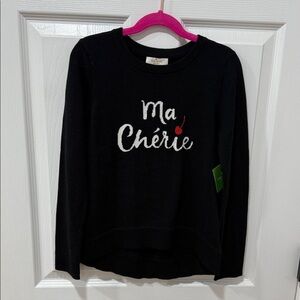 NWT kate spade Kids Black 'Ma Chérie' LS Sweater Sz 8